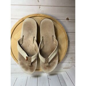 Rainbow Sandals Premier Leather Flip Flops 10"x3.5" Beige Tan Single Layer